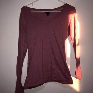 Casual Minimalist Purple Shirt with V Neck